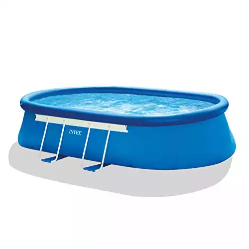 Intex Oval Frame Pool Set with Filter Pump, Ladder, Ground Cloth and Pool Cover - 18 ft. x 10 ft. x 42 in.