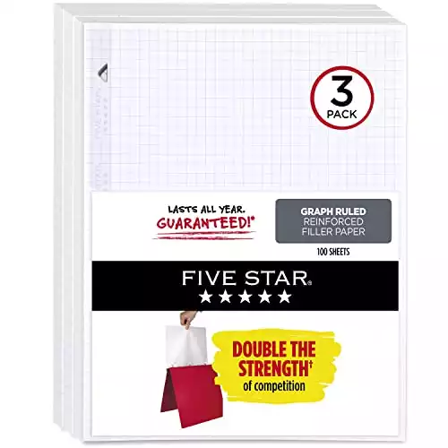 Five Star Filler Graph Paper - 100 Sheets per Pack - 11 in. x 8-1/2 in. - 3 Pack